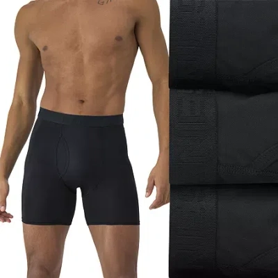 Hanes Cotton Mens 4 Pack Boxer Briefs J742a4 In Black