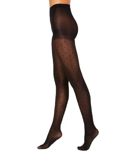Hanes Diamond Dot Tights In Black In Brown