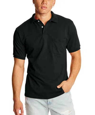 Hanes Ecosmart Men's Pocket Polo Shirt, 2-pack In Black