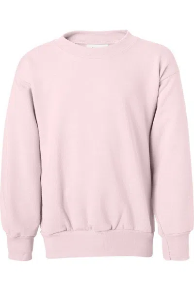 Hanes Kids' Ecosmart Youth Crewneck Sweatshirt In Pink