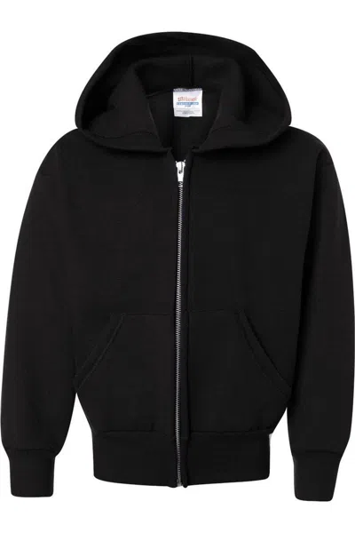 Hanes Kids' Ecosmart Youth Full-zip Hooded Sweatshirt In Black