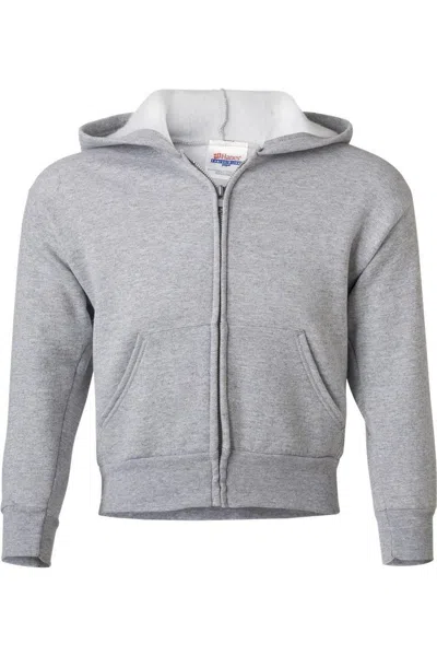 Hanes Kids' Ecosmart Youth Full-zip Hooded Sweatshirt In Gray