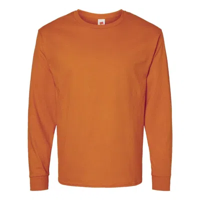 Hanes Essential-t Long Sleeve T-shirt In Orange