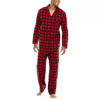 Hanes Flannel Mens Long Sleeve 2-pc. Pajama Set In Red