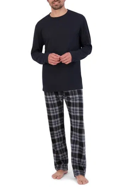 Hanes Flannel Sleep Set In Black Plaid