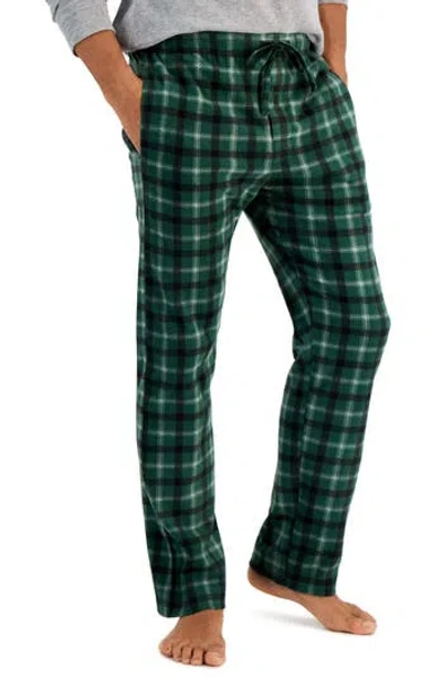 Hanes Fleece Sleep Pants In Green Plaid