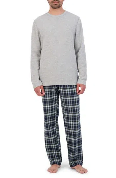 Hanes Fleece Sleep Set In Grey Plaid