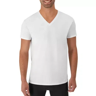 Hanes Fresh Iq Comfort Soft Mens 4 Pack Short Sleeve V Neck T-shirt In White