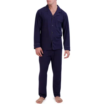 Hanes Knit Pajama Set In Navy