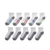 Hanes Little & Big Kid Boys Multi-pack 10 Pair Quarter Ankle Socks In Silver