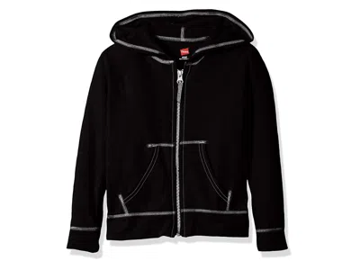 Hanes Kids' Little Girls' Slub Jersey Full Zip Jacket Women's Sweatshirt Black: Medium