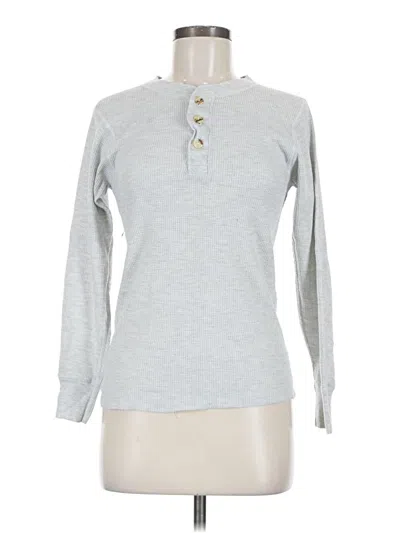 Pre-owned Hanes Long Sleeve Henley Shirt In Gray