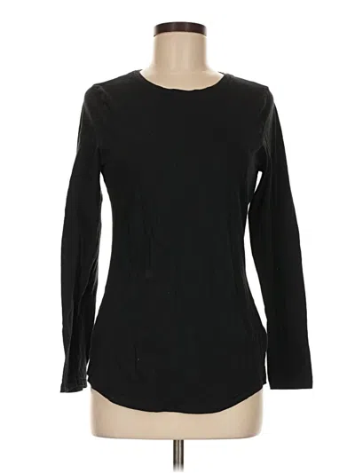 Pre-owned Hanes Long Sleeve Top Black Crew Neck Tops