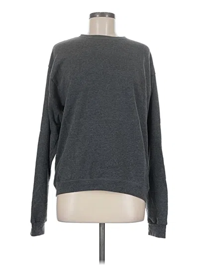 Pre-owned Hanes Long Sleeve Top Gray Crew Neck Tops