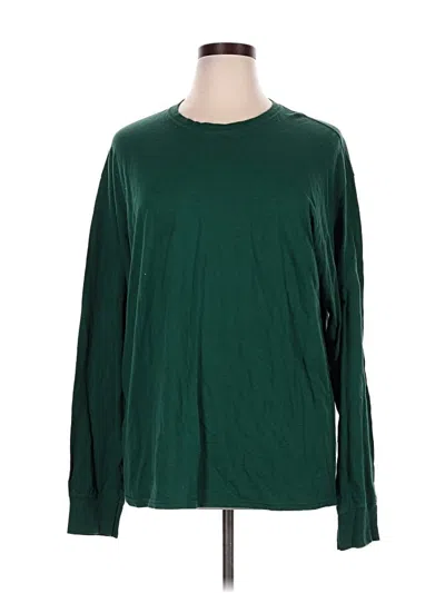 Pre-owned Hanes Long Sleeve T-shirt In Green