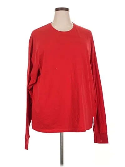 Pre-owned Hanes Long Sleeve T-shirt In Red