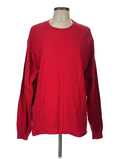 Pre-owned Hanes Long Sleeve T-shirt In Red