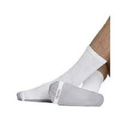 Pre-owned Hanes ® Men's 11-pairs Crew Socks Freshiq®-cushioned-cotton Shoe Size 6-12 Usa In White With Gray Bottom