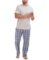 Hanes Men's 2-pc. Relaxed-fit Sleep T-shirt & Stretch Plaid Pajama Pants Set In Multi