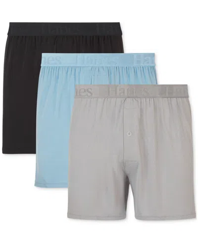 Hanes Men's 3-pk. Modern-fit Stretch Moisture-wicking Boxers In Assorted