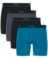 Hanes Men's 4pk. Ultimate Moves Boxer Brief Logo Underwear In Teal,grey,black