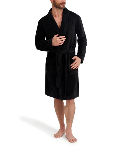 Hanes Men's Adjustable Plush Robe In Black