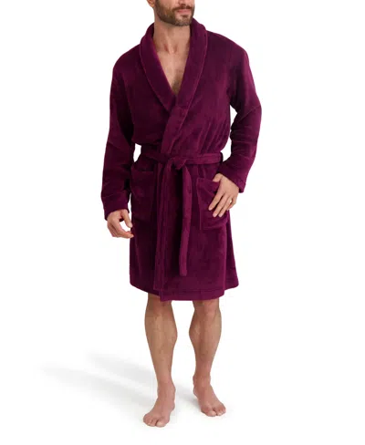 Hanes Men's Adjustable Plush Robe In Burgundy