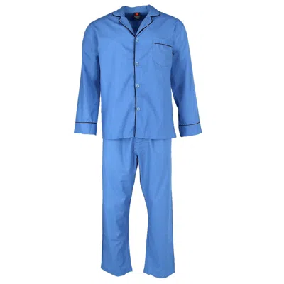 Hanes Men's Big & Tall Broadcloth Long Sleeve Pajama Set In Blue