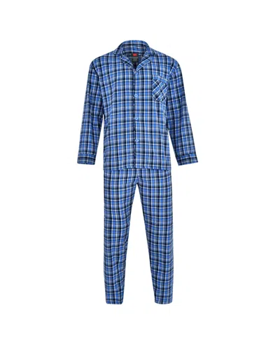 Hanes Men's Big And Tall Cvc Broadcloth Pajama Set In Blue