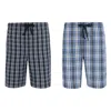 Hanes Men's Big And Tall Woven Tagless Plaid Shorts (pack Of 2) In Blue