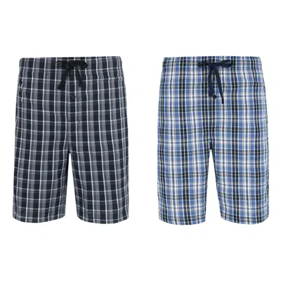 Hanes Men's Big And Tall Woven Tagless Plaid Shorts (pack Of 2) In Blue