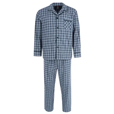 Hanes Men's Broadcloth Long Sleeve Pajama Set In Blue Plaid