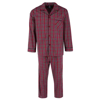 Hanes Men's Broadcloth Long Sleeve Pajama Set In Red