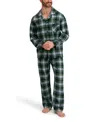 Hanes Men's Flannel Button Down Pajama Sleep Set In Green