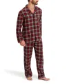 Hanes Men's Flannel Button Down Pajama Sleep Set In Red