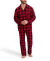 Hanes Men's Flannel Button Down Pajama Sleep Set In Red