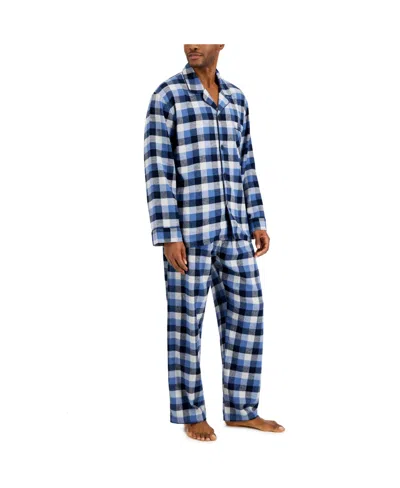 Hanes Men's Flannel Plaid Pajama Set In Navy,black,and White