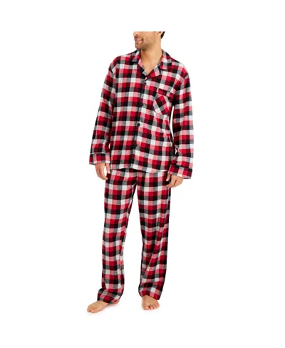 Hanes Men's Flannel Plaid Pajama Set In Red,black And White