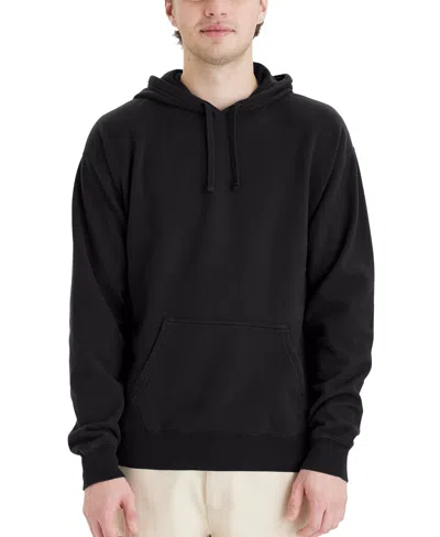 Hanes Men's Garment Dyed Fleece Hoodie In Black