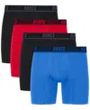 Hanes Men's Moves Ultimate 4-pk. Anti-chafe 6" Boxer Briefs In Black,red,blue