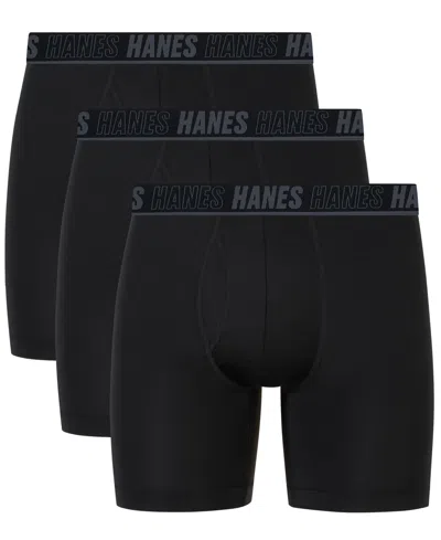 Hanes Men's Moves Xtemp Performance Boxer Briefs, 3-pack In Black