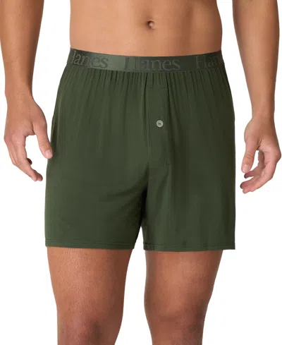 Hanes Men's Originals Tagless Knit Boxers, 3-pack In Green