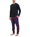 Hanes Men's 2-pc. Long-sleeve Henley Crew Top & Ultra Soft Flannel Jogger Pant Sleep Set In Black
