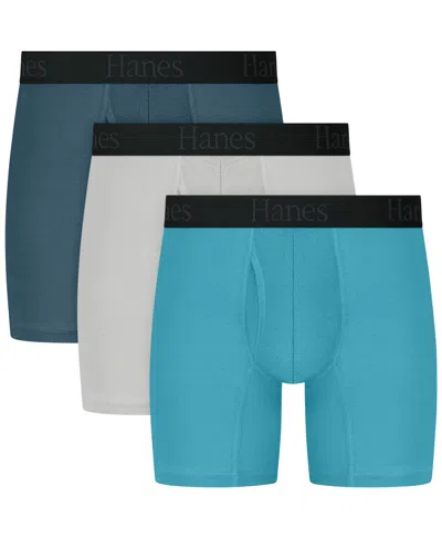 Hanes Men's Ultimate Comfort Assorted Boxer Briefs, 3-pack In Blue