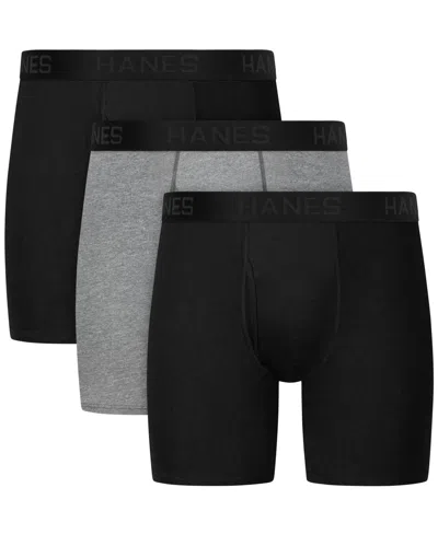 Hanes Men's Ultimate Comfort Blend Boxer Briefs, 3-pack In Black