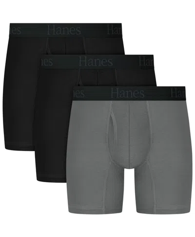 Hanes Men's Ultimate Comfort Flex Fit Assorted Boxer Briefs, 3-pack In Gray