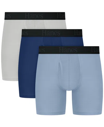 Hanes Men's Ultimate Comfort Flex Fit Boxer Briefs, 3-pack In Blue