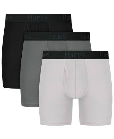 Hanes Men's Ultimate Comfort Flex Fit Boxer Briefs, 3-pack In Gray