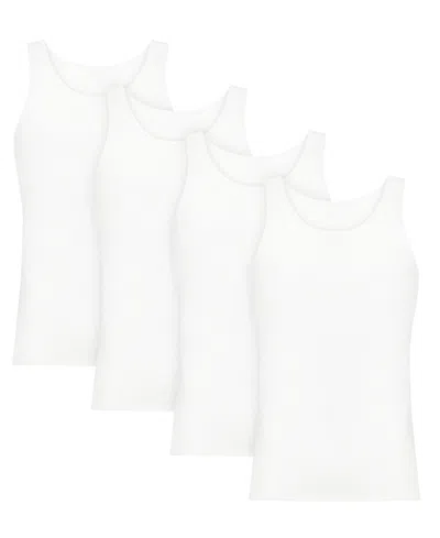 Hanes Men's Ultimate Crewneck Tank Undershirt, 4-pack In White