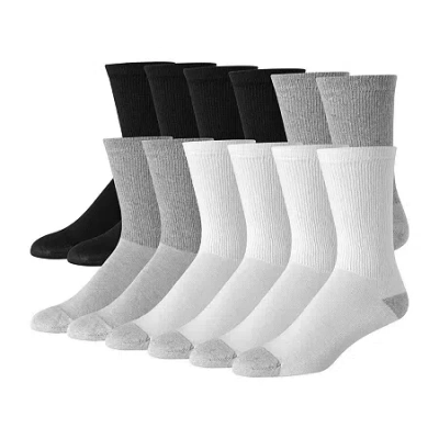 Hanes Men's Ultimate Soft & Durable12-pack Crew Socks In Gray